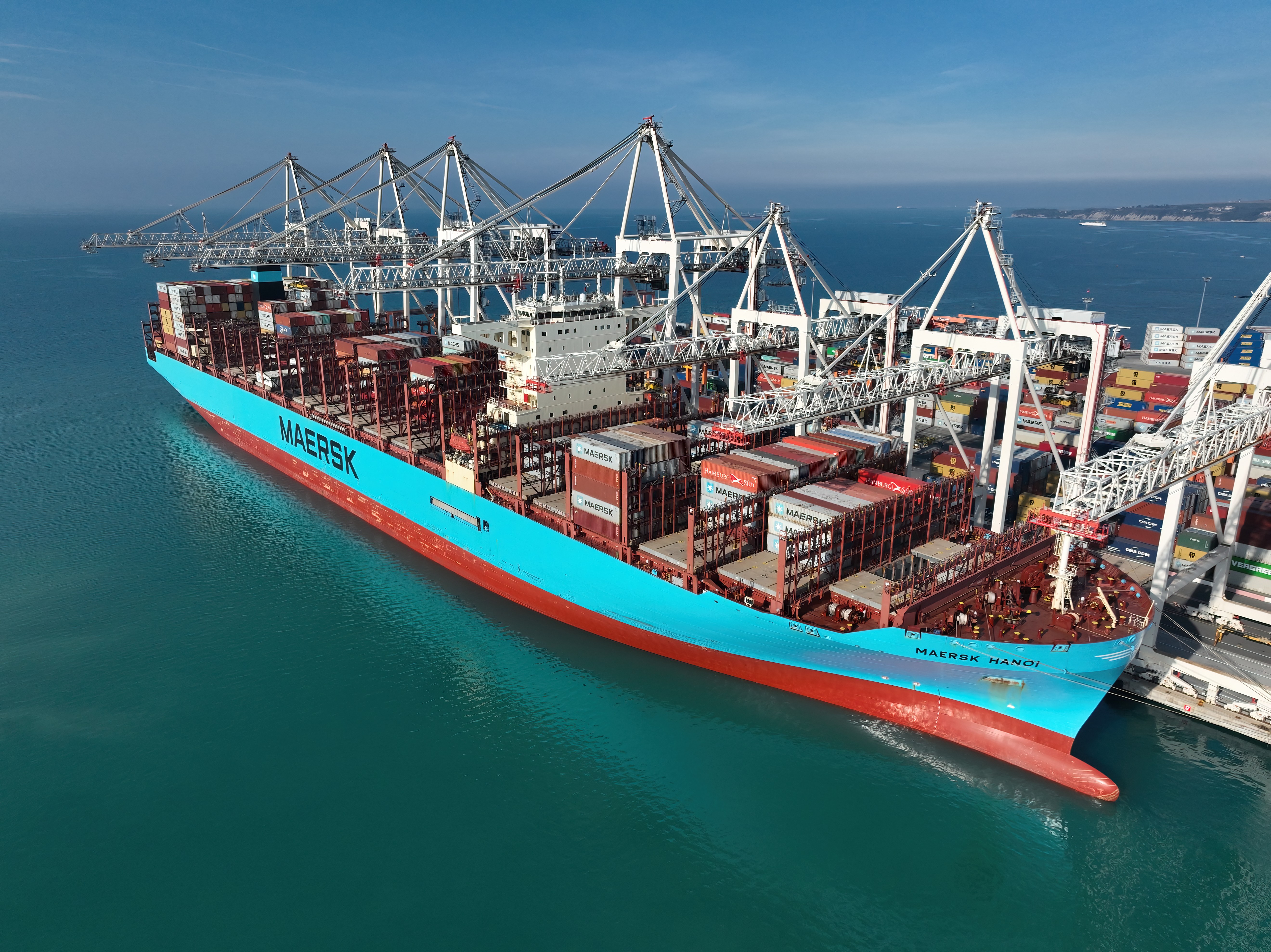 Container ship at an export port